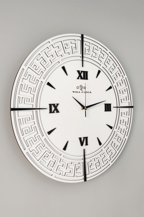 aSSe Tasarım Özel Dekoratif Beyaz&Siyah Aynalı Duvar Saati 50x50cm