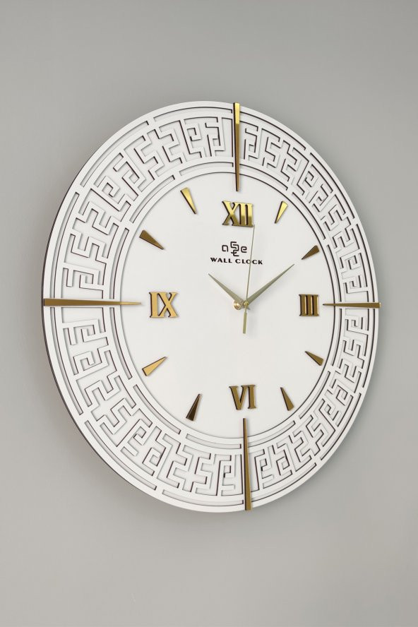 aSSe Tasarım Özel Dekoratif Beyaz&Gold Aynalı Duvar Saati 50x50cm ürün görseli