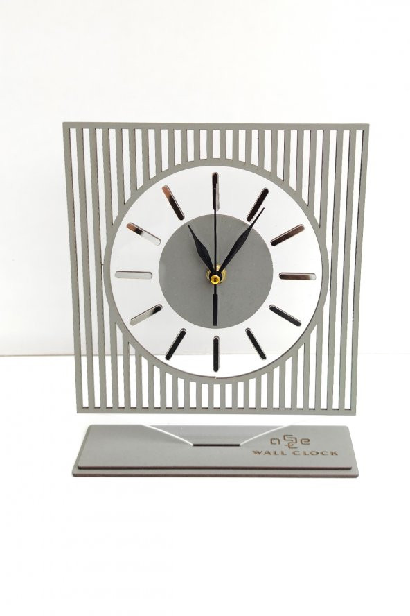 aSSe Tasarım Long Line Mirrored Desk Clock ( Masa Saati 20x24 ) Sessiz Mekanizma