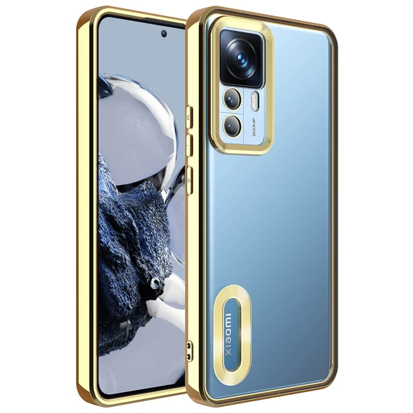 Xiaomi Mi 12T Kılıf Kamera Korumalı Logo Gösteren Zore Omega Kapak  Gold