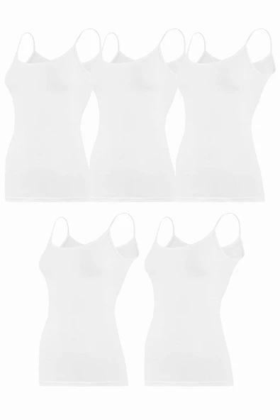 6lı Kadın İp Askılı Atlet Biyeli Düz Esnek Rahat Kaliteli - 2