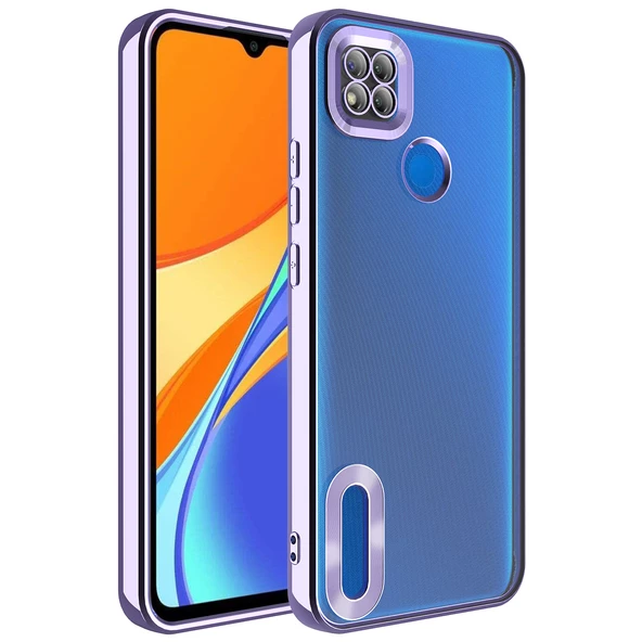 Xiaomi Redmi 9C Kılıf Kamera Korumalı Logo Gösteren Zore Omega Kapak  Lila