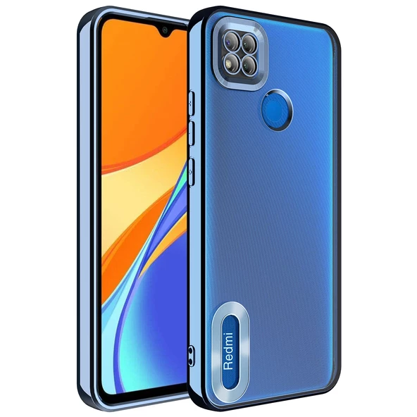 Xiaomi Redmi 9C Kılıf Kamera Korumalı Logo Gösteren Zore Omega Kapak  Sierra Mavi