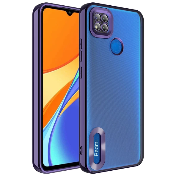 Xiaomi Redmi 9C Kılıf Kamera Korumalı Logo Gösteren Zore Omega Kapak  Derin Mor