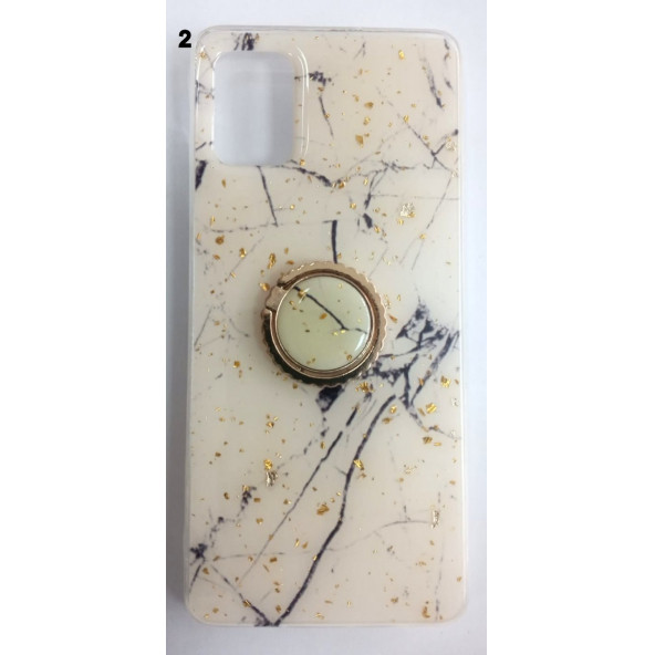 Samsung Galaxy A51 Yüzüklü Simli Lüks Kılıf - 2