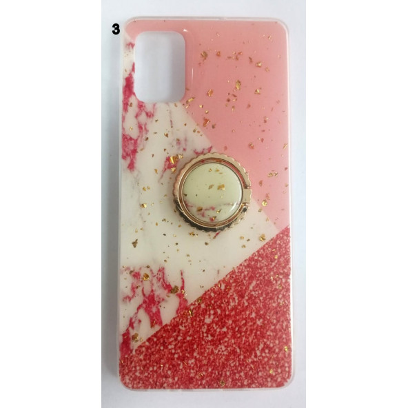 Samsung Galaxy A51 Yüzüklü Simli Lüks Kılıf - 3