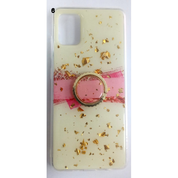 Samsung Galaxy A51 Yüzüklü Simli Lüks Kılıf - 6