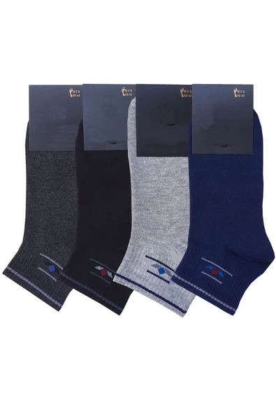 4lü Erkek Pamuklu Kısa Spor Çorap Kaliteli - 4