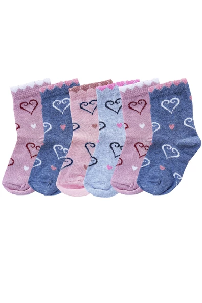 6lı Kız Çocuk Uzun Soket Çorap Pamuklu Renkli Ekonomik Sıkmayan - 5