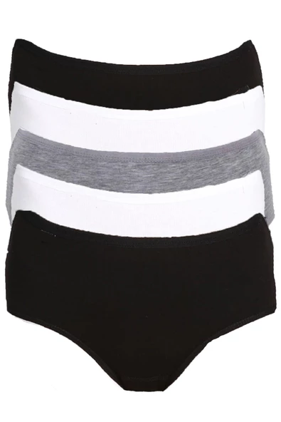 5li Kadın Büyük Beden Yüksek Bel Külot Pamuklu Battal İnce Lastik - 2