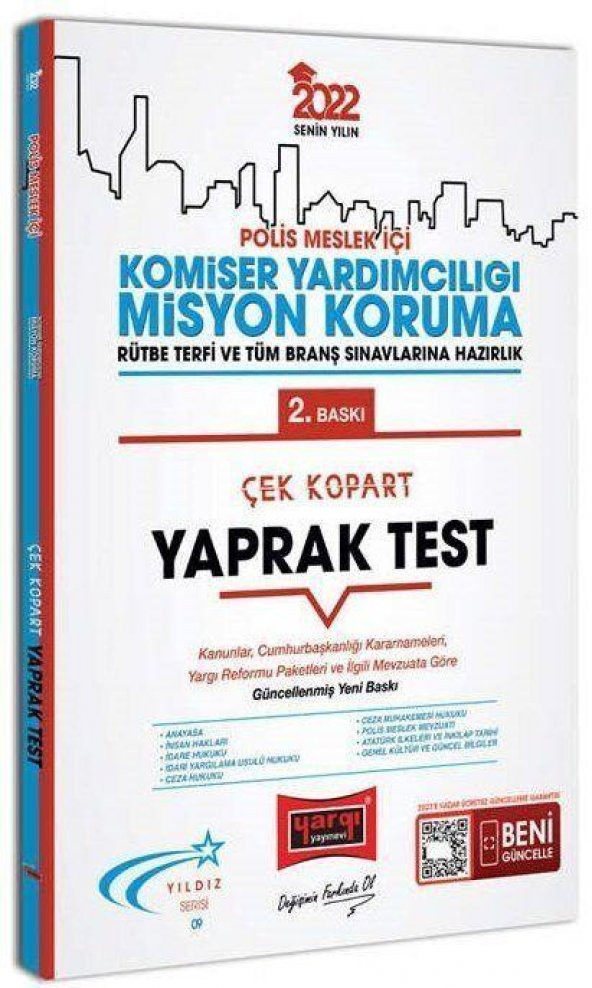2022 Polis Meslek İçi Komiser Yardımcılığı Misyon Koruma Yaprak Test Yargı Yayınları