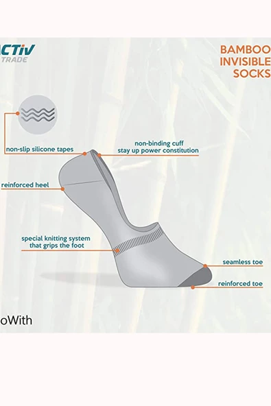 3lü Erkek Bambu Babet Çorap Kaymaz Topuk Yumuşak Kaliteli - 7