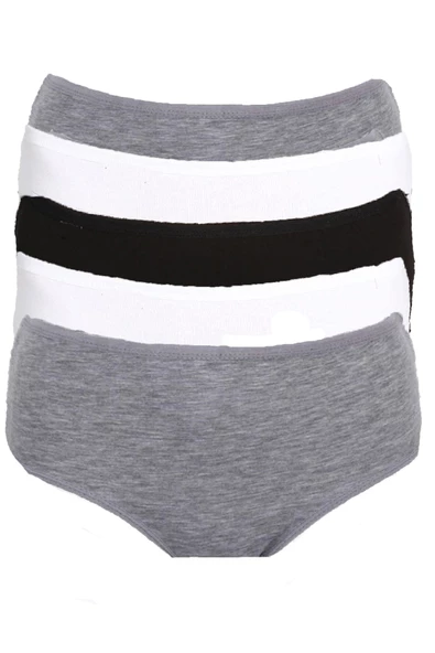 5li Kadın Büyük Beden Yüksek Bel Külot Pamuklu Battal İnce Lastik - 3