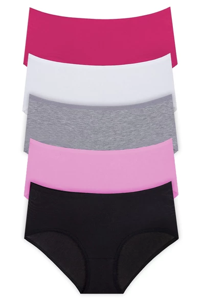 5li Kadın Yüksek Bel Külot Elastan Pamuklu İnce Lastik Kaliteli - 2