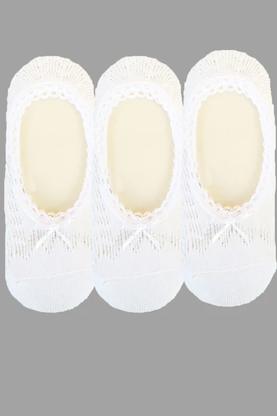 3lü Kadın Babet Çorap Renkli Pamuklu Klimalı Fiyonklu Ekonomik - 5