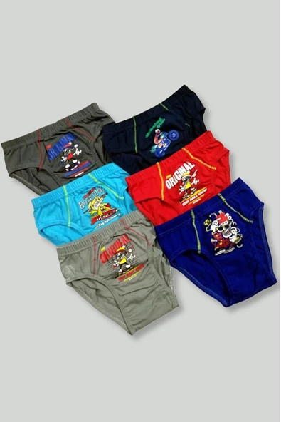 Tutku İç Giyim Erkek Çocuk Desenli Slip Külot 6 lı Paket - 8