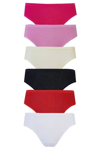 6lı Kadın Bikini Külot Pamuklu Renkli İç Çamaşırı Nefes Alan Doku - 5
