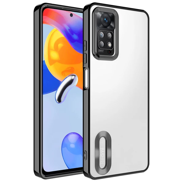 Xiaomi Redmi Note 11 Pro 5G Kılıf Kamera Korumalı Logo Gösteren Zore Omega Kapak  Siyah