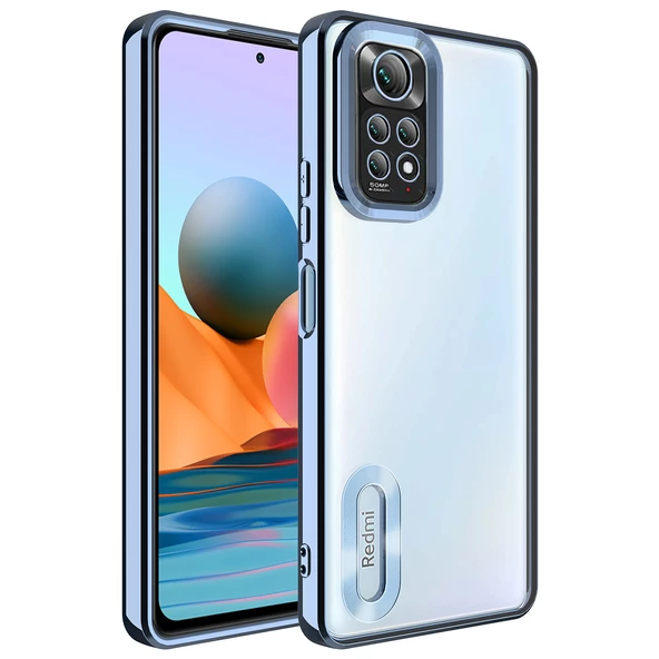 Xiaomi Redmi Note 11 Global Kılıf Kamera Korumalı Logo Gösteren Zore Omega Kapak  Sierra Mavi