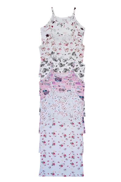 Tutku 6lı Kız Çocuk İp Askılı Atlet Empirme Pamuklu Renkli - Resim 4