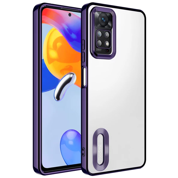 Xiaomi Redmi Note 11 Pro 5G Kılıf Kamera Korumalı Logo Gösteren Zore Omega Kapak  Derin Mor