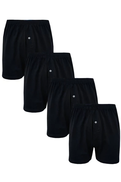 4lü Erkek Düğmeli Boxer Ekonomik %100 Pamuklu Paçalı Don - 5