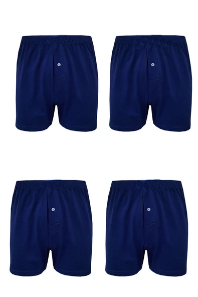 4lü Erkek Düğmeli Boxer Ekonomik %100 Pamuklu Paçalı Don - 8