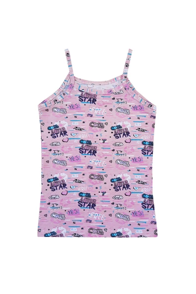 Tutku 6lı Kız Çocuk İp Askılı Atlet Empirme Pamuklu Renkli - Resim 6