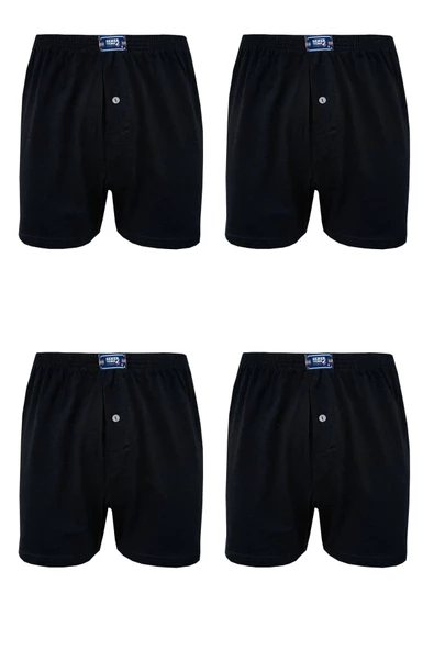 4lü Erkek Düğmeli Boxer Ekonomik %100 Pamuklu Paçalı Don - 9