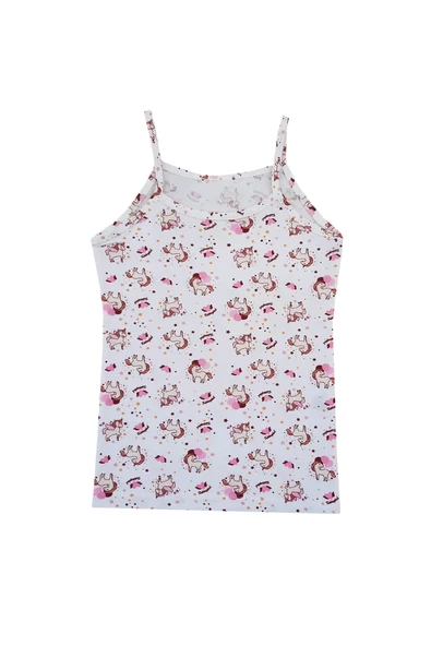 Tutku 6lı Kız Çocuk İp Askılı Atlet Empirme Pamuklu Renkli - Resim 5