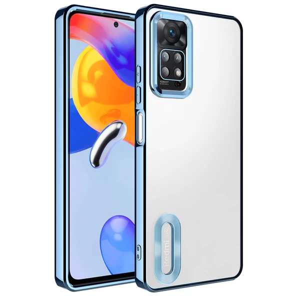 Xiaomi Redmi Note 11 Pro 5G Kılıf Kamera Korumalı Logo Gösteren Zore Omega Kapak  Sierra Mavi