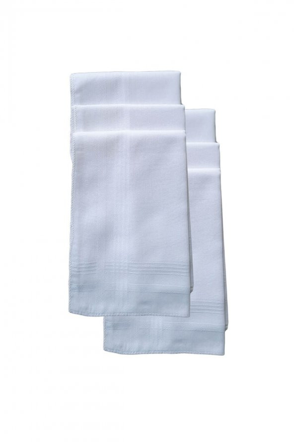 6 lı El Cep Yaka Kumaş Mendil 36x36 Cm 100 Pamuklu TM Beyaz - 2