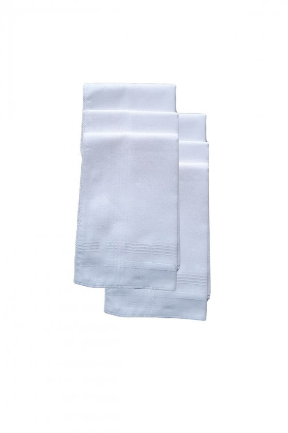 6 lı El Cep Yaka Kumaş Mendil 36x36 Cm 100 Pamuklu TM Beyaz - 5