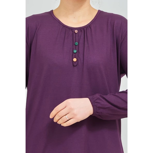 Kadın Siyah Kolu Lastikli Likralı Anne Penye Bluz - 12