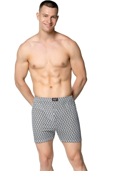 Sedef Yıldızı İç Giyim Erkek Desenli Pamuklu Boxer Don 6lı Paket - 6