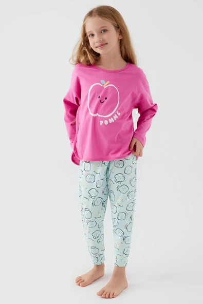 Roly Poly 3063 Pomme Apple Kız Çocuk Uzun Kol Pijama Takım - 6