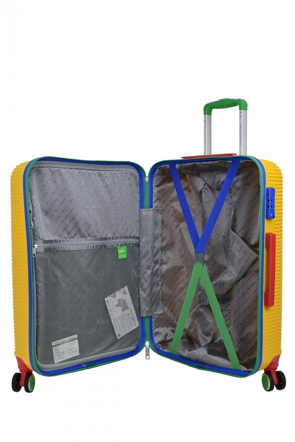 United Colors Of Benetton Lüx Abs Büyük Boy Valiz Sarı BNT500 - 5