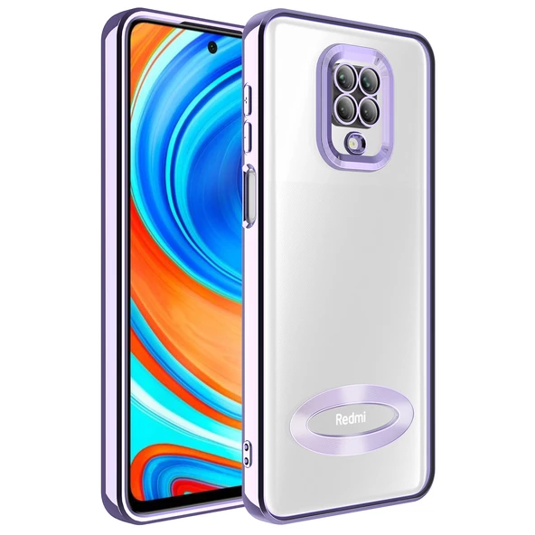 Xiaomi Redmi Note 9S Kılıf Kamera Korumalı Logo Gösteren Zore Omega Kapak  Lila