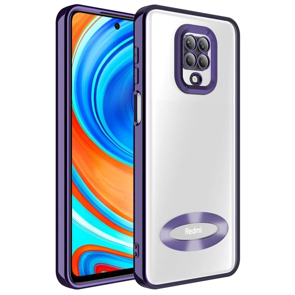 Xiaomi Redmi Note 9 Pro Kılıf Kamera Korumalı Logo Gösteren Zore Omega Kapak  Derin Mor