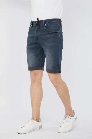 Erkek Jean Şort Koyu Lacivert - 3