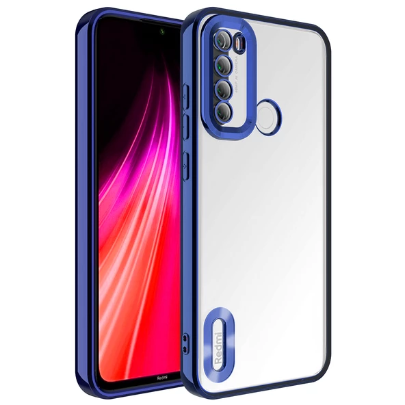 Xiaomi Redmi Note 8 Kılıf Kamera Korumalı Logo Gösteren Zore Omega Kapak  Lacivert