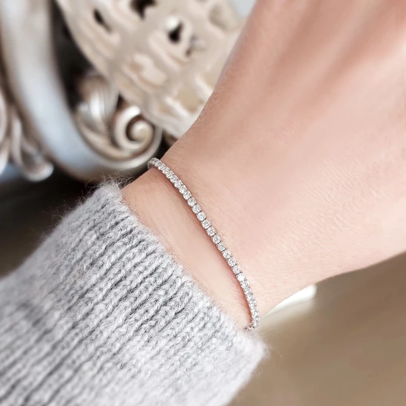 Vaoov 925 Ayar Gümüş Su Yolu Bileklik - Resim 3