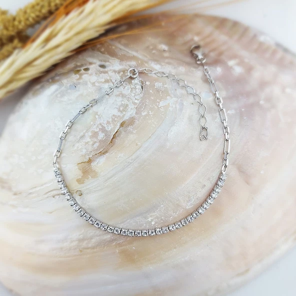 Vaoov 925 Ayar Gümüş Su Yolu Bileklik - Resim 4