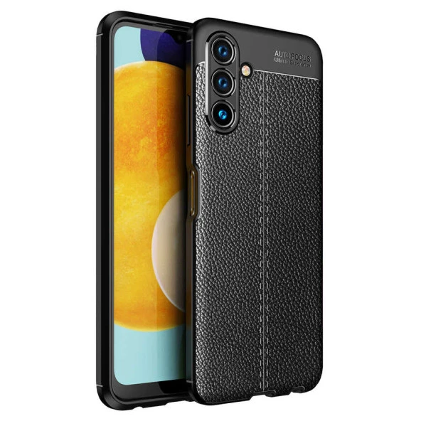 Samsung Galaxy A04S Kılıf Zore Niss Deri Görünümlü Silikon Kapak Lyon Tech  Siyah