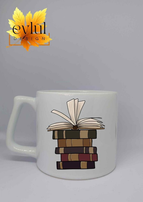 Kitap Temalı Özel Tasarım Baskılı Lüks Seramik Kupa Bardak Hediye Çay-kahve Bardağı