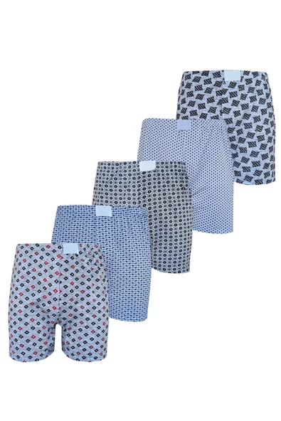 5li Erkek Desenli Boxer Ekonomik İnce Pamuklu Paçalı Don - 3