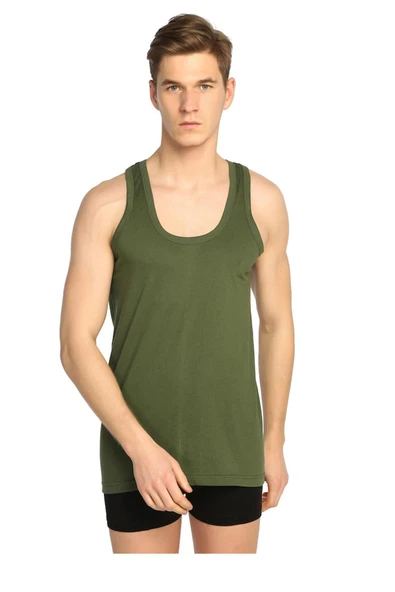 12li Seher Erkek Penye Klasik Askılı Renkli Atlet Siyah Mavi Haki Gri - 3