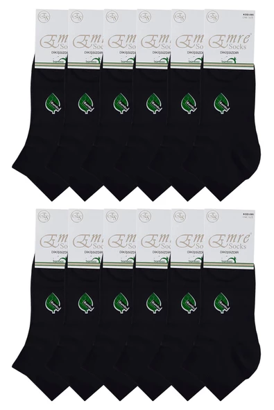 12li Emre Erkek Bambu Kısa Patik Çorap Yumuşak Dikişsiz Rahat - 9