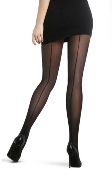 Kadın Nostalji Külotlu Çorap Arkası Çizgi Desenli 20den Penti - 5