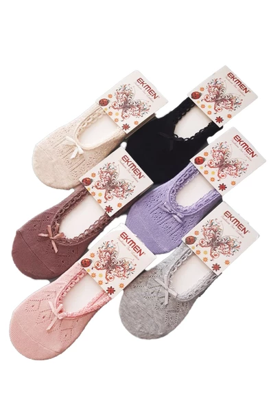 6lı Kadın Örgü Babet Çorap Yazlık Terletmez Pamuklu Karışık Soft - 6